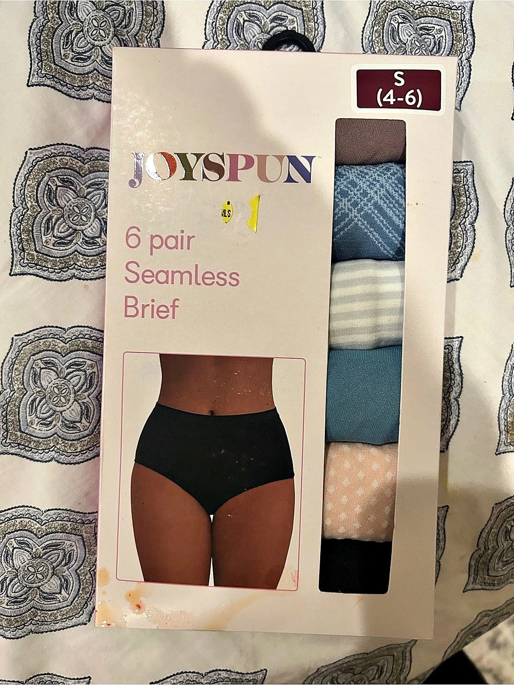 Joyspun Seamless Brief 6-Pair Seamless Briefs Blue & Black Size Small NWT